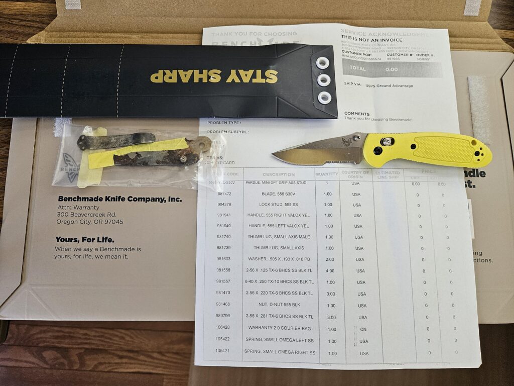 Follow up to my last Benchmade post.