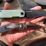 My first Spyderco Delica 4 Aus-8 Seki City, and my first Vero Engineering Axion 2 Jade G10 S45VN