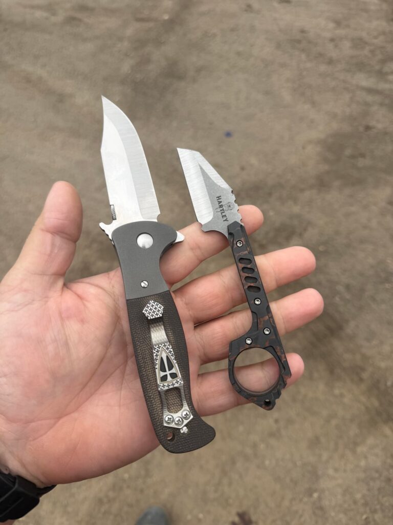 Emerson custom roughneck and Hartley knives flashbang