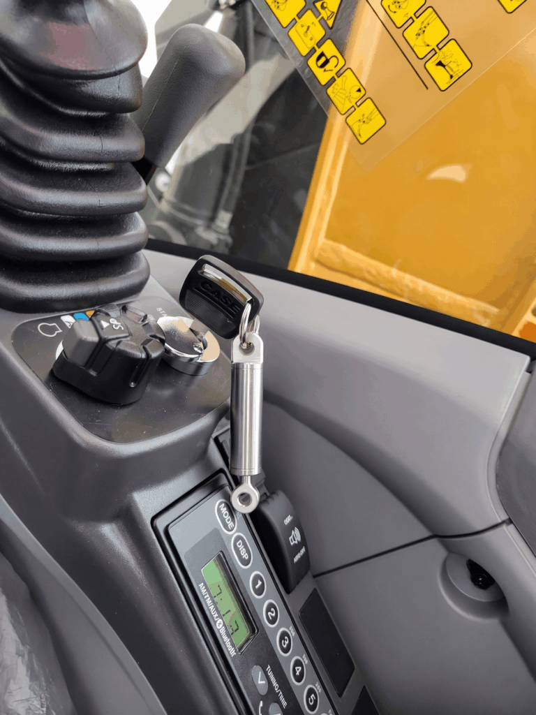 Heavy duty keychain for a heavy duty machine.