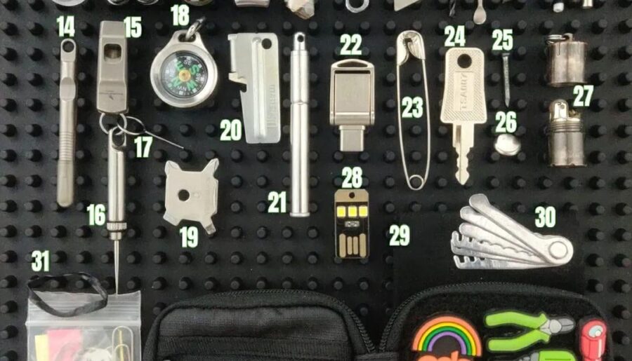 MicroGyver Kit v1.0 — 34 Items in a 6.5cm Ultra-Compact EDC Pouch
