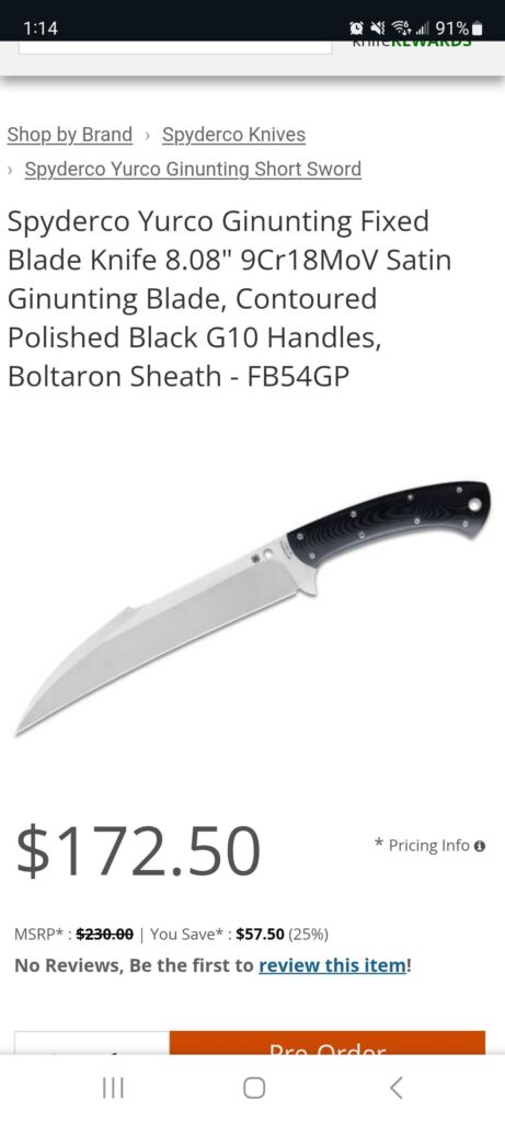 What do we think of 9CR18MOV for $172?