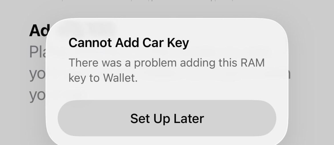 RAM DIGITAL KEY ERROR