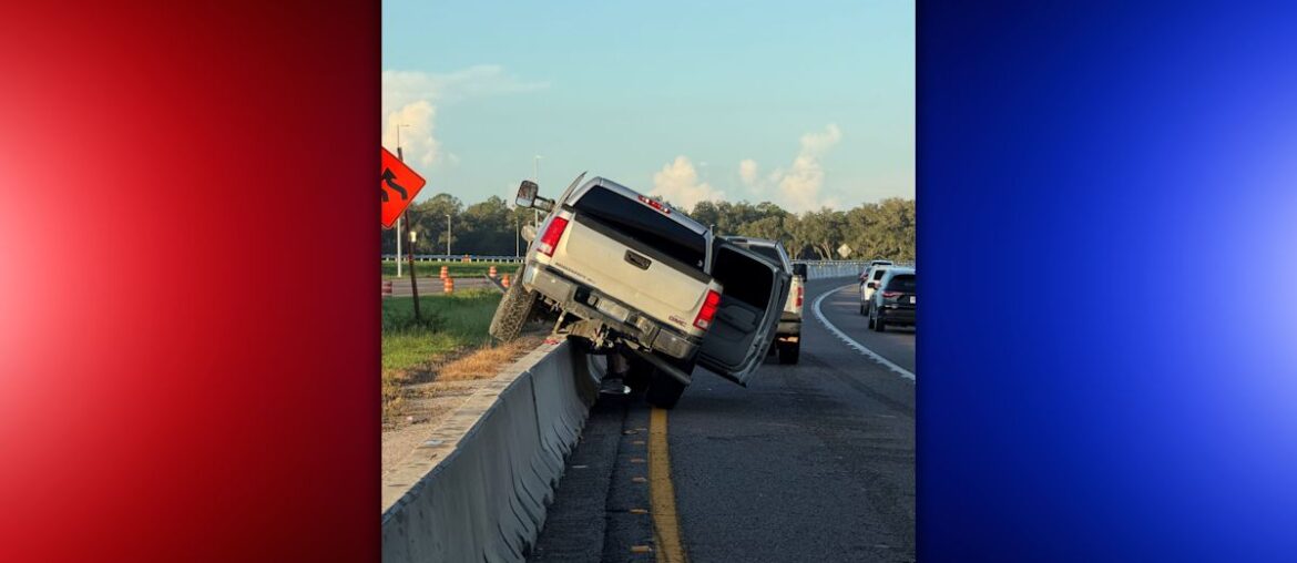 Florida Man Puts on Deodorant Behind the Wheel, GMC Sierra Ends Up on Concrete Barrier, FHP Says