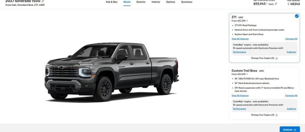 2027 Chevrolet Silverado 1500 configurator