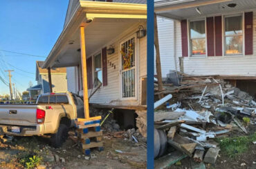 Pickup truck crashes into Swansea home; driver arrested on OUI charge